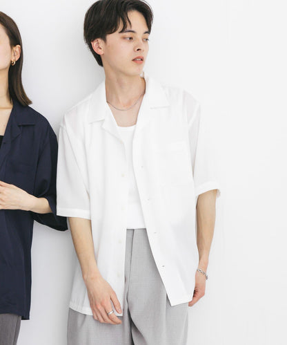 中性透視褶皺開領襯衫