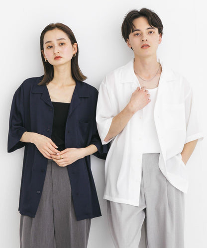 中性透視褶皺開領襯衫