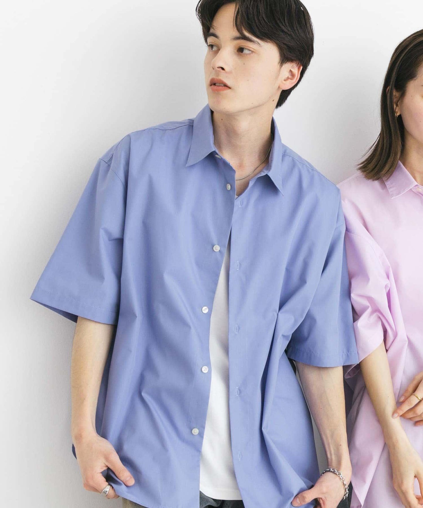 中性寬鬆版常規領短袖襯衫