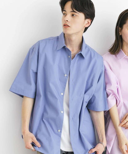 中性寬鬆版常規領短袖襯衫