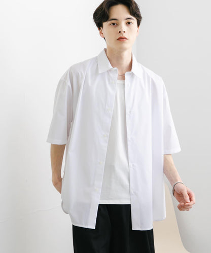 中性寬鬆版常規領短袖襯衫