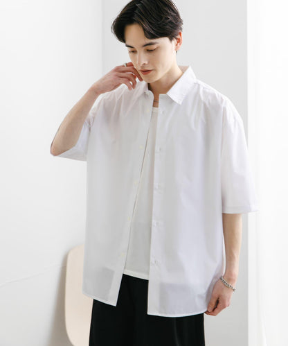 中性寬鬆版常規領短袖襯衫
