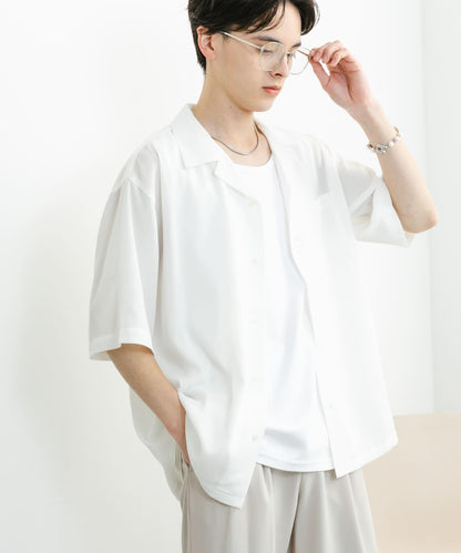 中性透視褶皺開領襯衫
