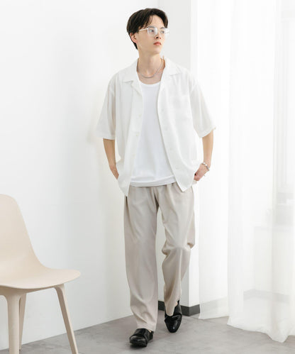 中性透視褶皺開領襯衫