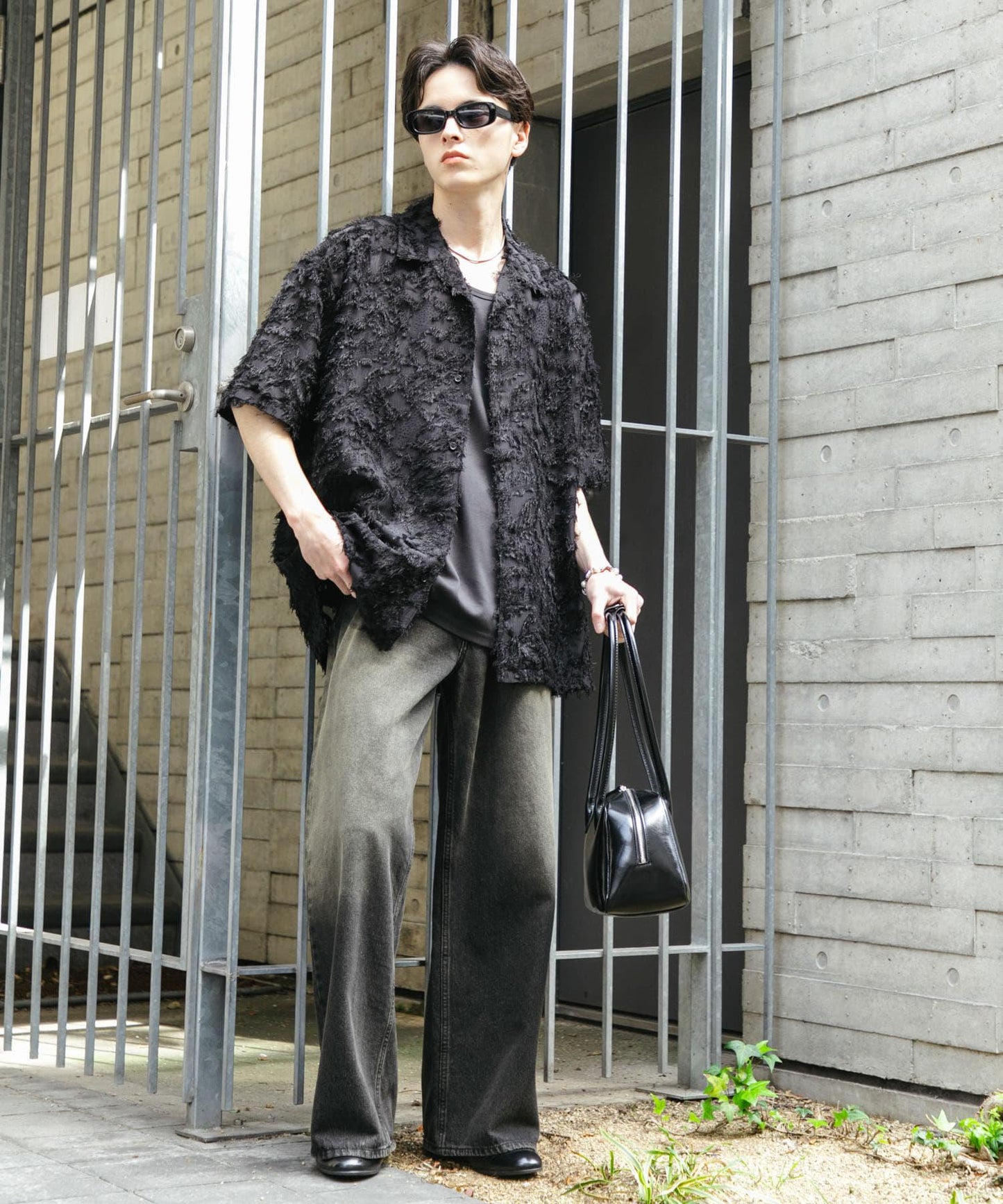 流蘇提花短袖襯衫