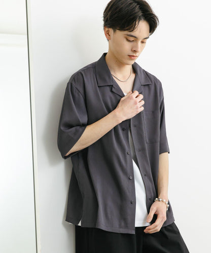 中性透視褶皺開領襯衫