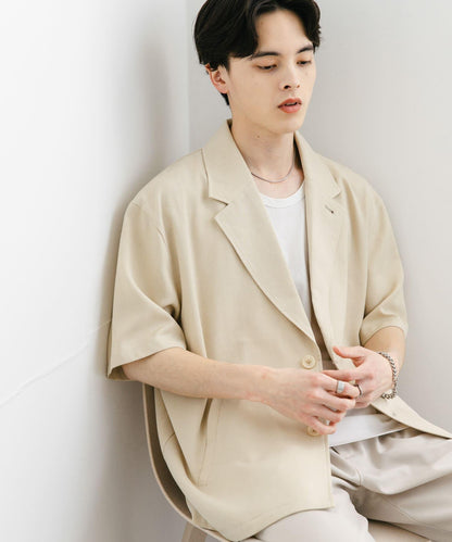 亞麻風格西裝短袖夾克