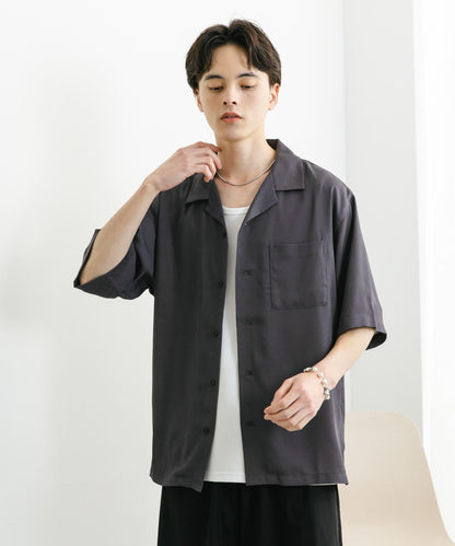 中性透視褶皺開領襯衫