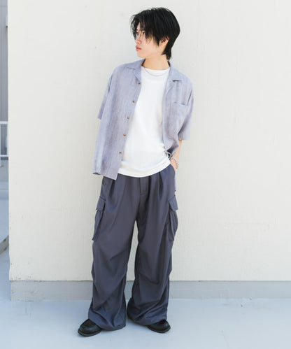 大理石紋開領短袖襯衫