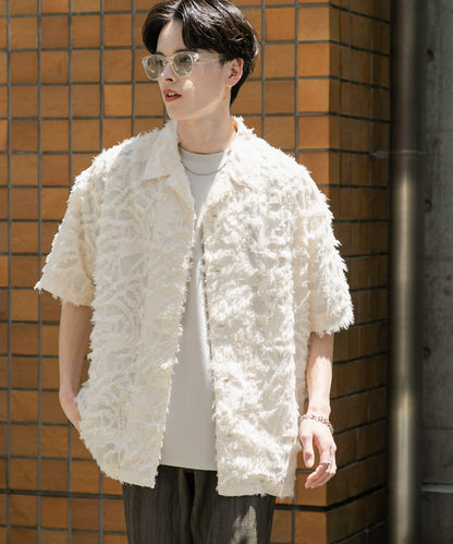 流蘇提花短袖襯衫