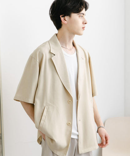 亞麻風格西裝短袖夾克