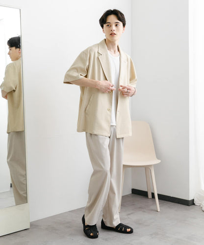 亞麻風格西裝短袖夾克