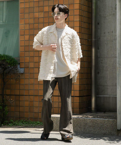 流蘇提花短袖襯衫