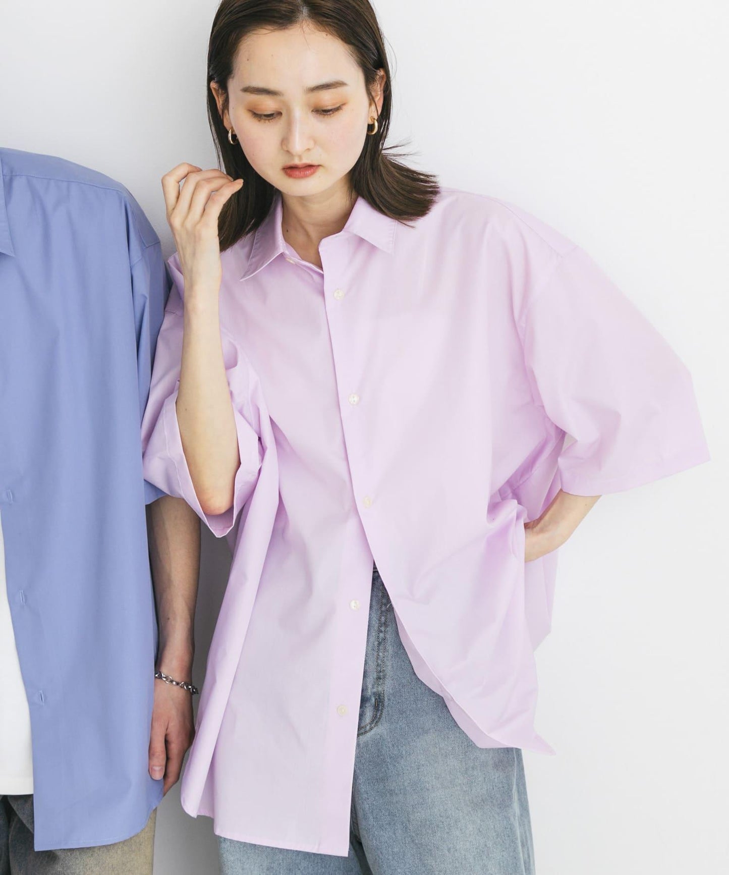 中性寬鬆版常規領短袖襯衫