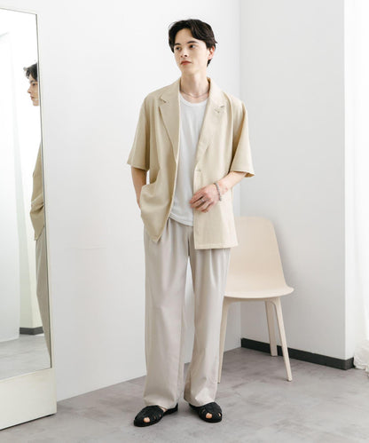 亞麻風格西裝短袖夾克
