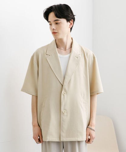 亞麻風格西裝短袖夾克