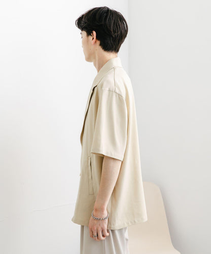 亞麻風格西裝短袖夾克