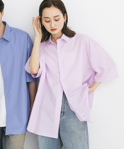 中性寬鬆版常規領短袖襯衫
