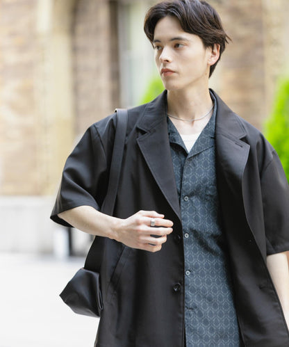 亞麻風格西裝短袖夾克