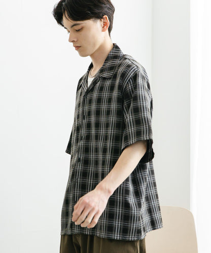 中性漸變格紋短袖襯衫