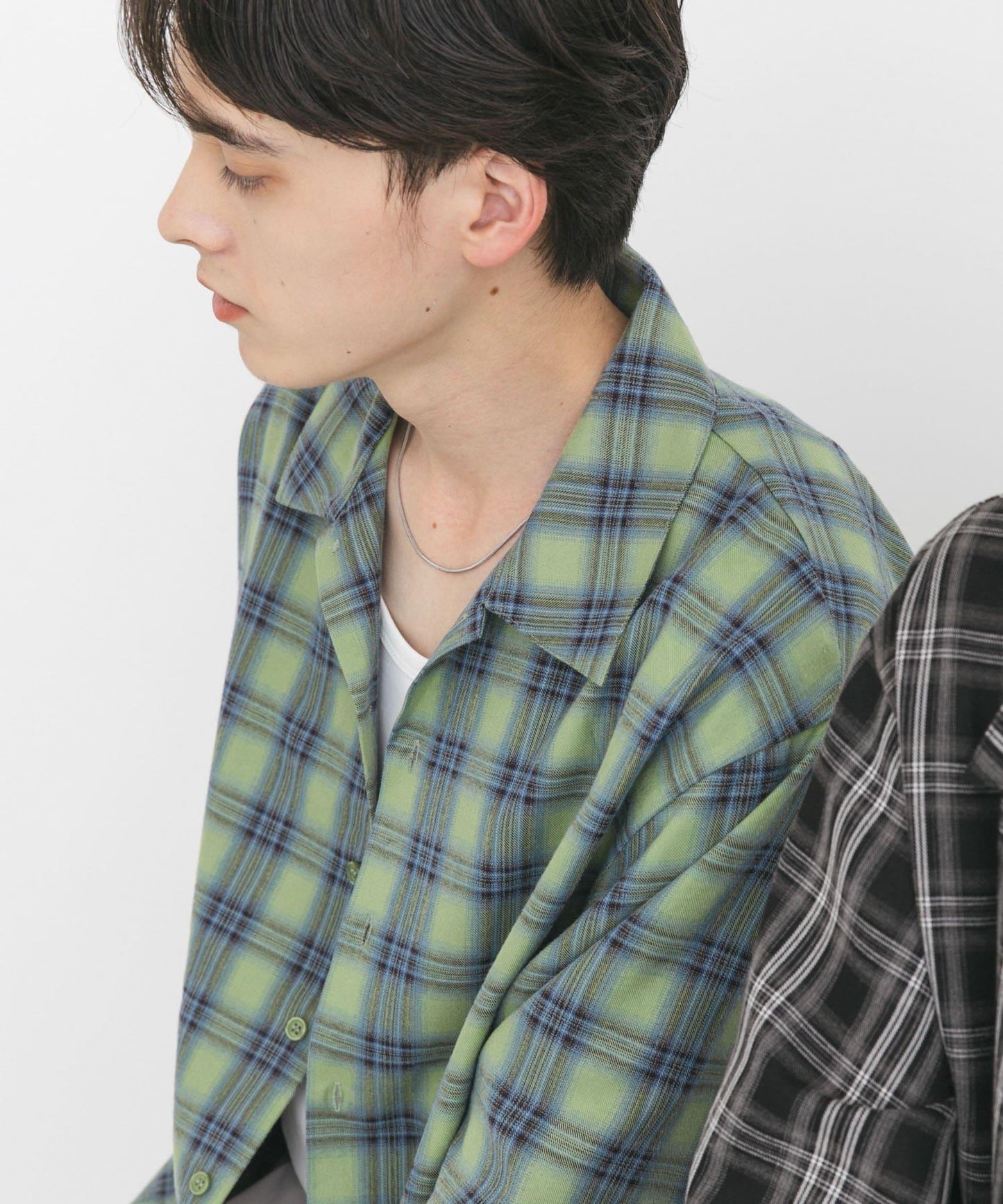 中性漸變格紋短袖襯衫