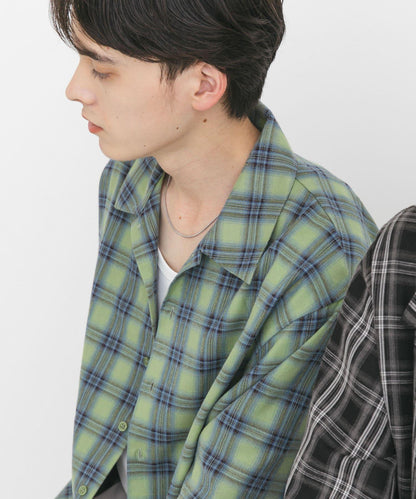 中性漸變格紋短袖襯衫