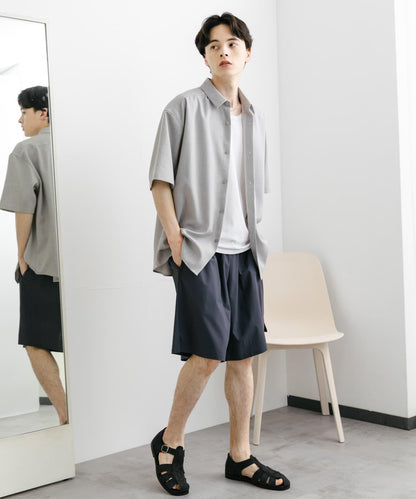 混色常規領短袖襯衫