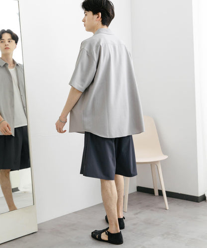 混色常規領短袖襯衫