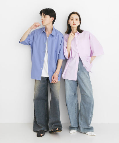 中性寬鬆版常規領短袖襯衫