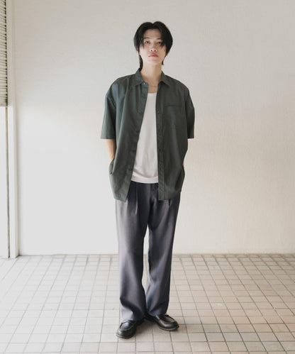 微格紋雙褶寬鬆西裝褲