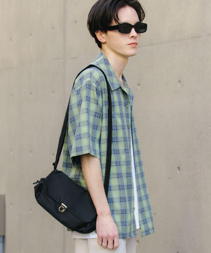 中性漸變格紋短袖襯衫