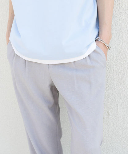 微格紋雙褶寬鬆西裝褲