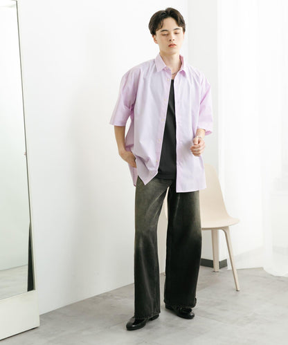 中性寬鬆版常規領短袖襯衫