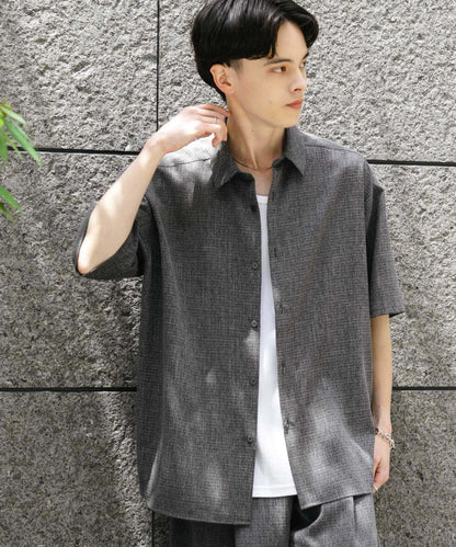 混色常規領短袖襯衫