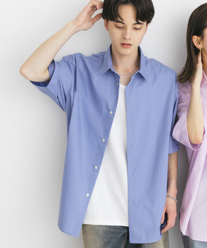 中性寬鬆版常規領短袖襯衫