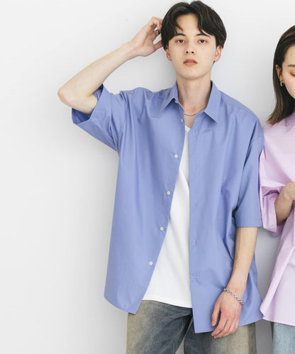 中性寬鬆版常規領短袖襯衫