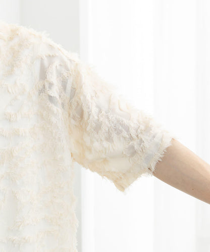 流蘇提花短袖襯衫