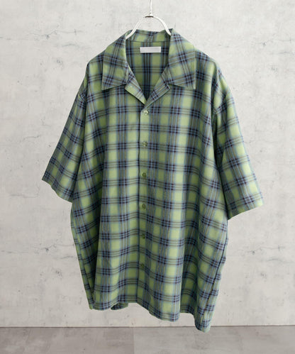 中性漸變格紋短袖襯衫