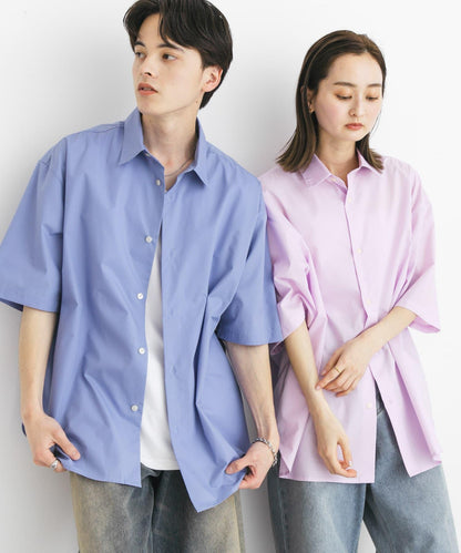 中性寬鬆版常規領短袖襯衫