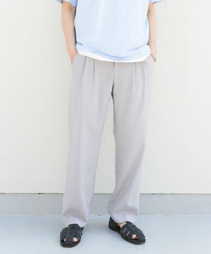 微格紋雙褶寬鬆西裝褲