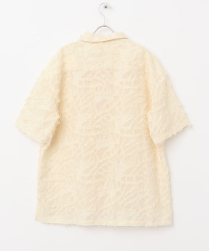 流蘇提花短袖襯衫