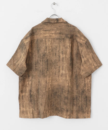 大理石紋開領短袖襯衫