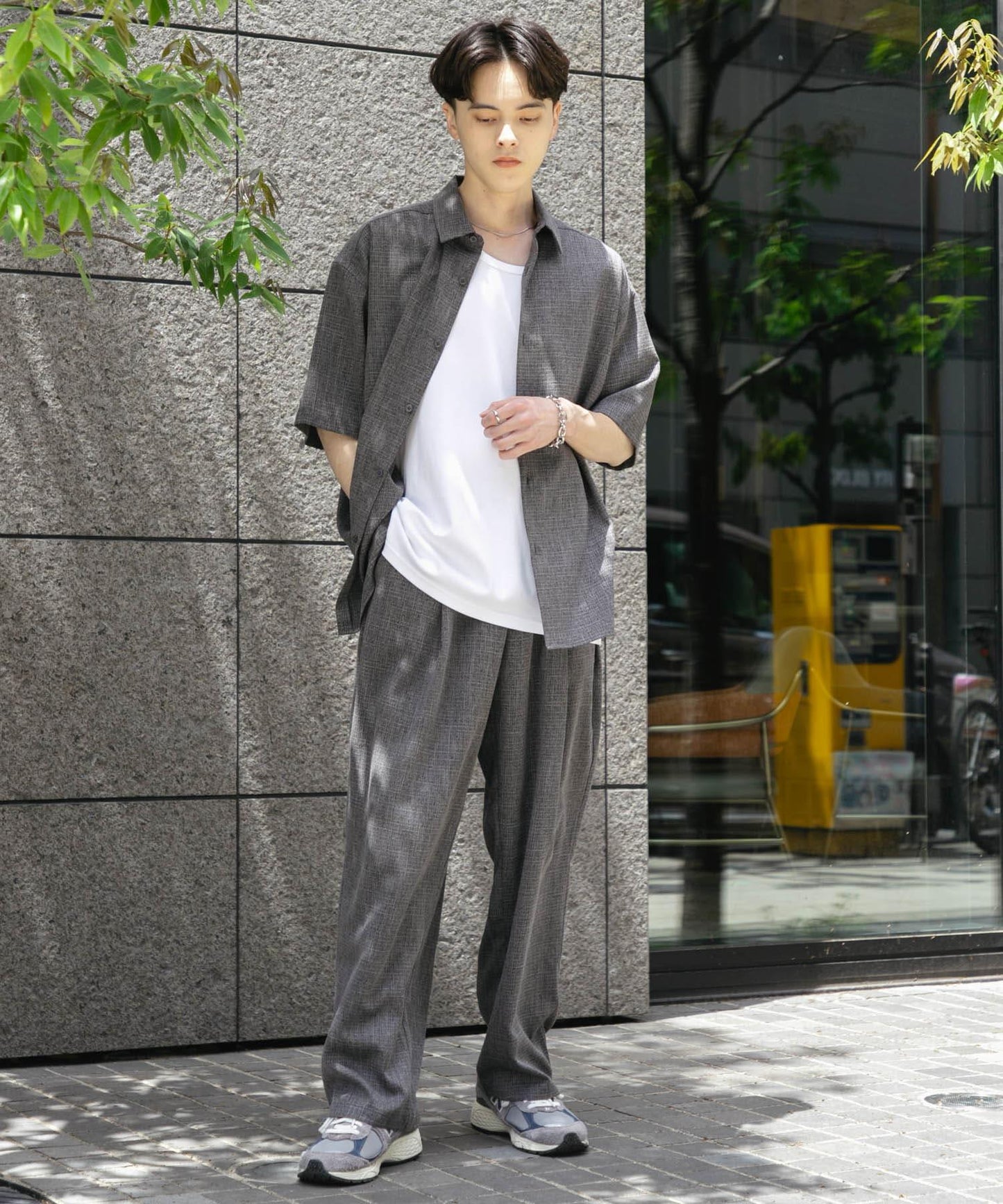 混色常規領短袖襯衫