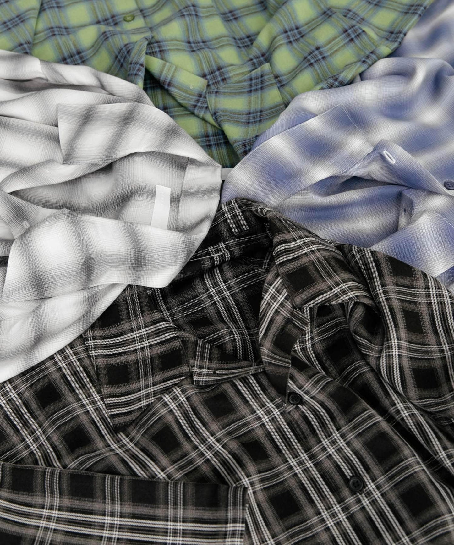 中性漸變格紋短袖襯衫