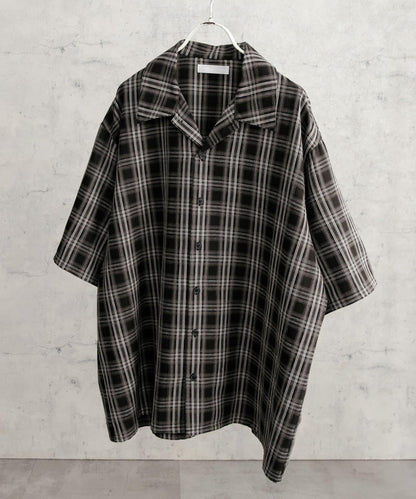 中性漸變格紋短袖襯衫