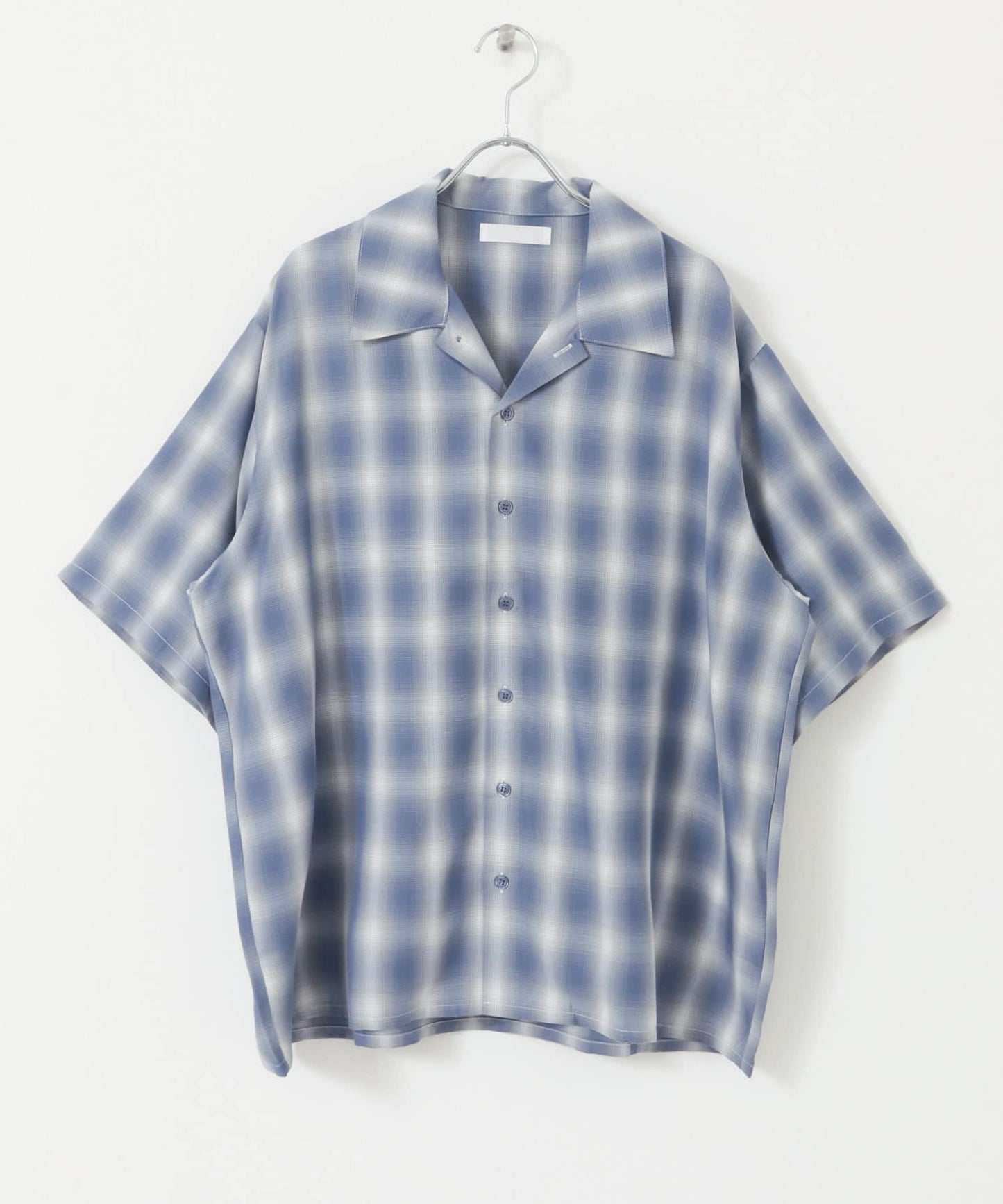 中性漸變格紋短袖襯衫