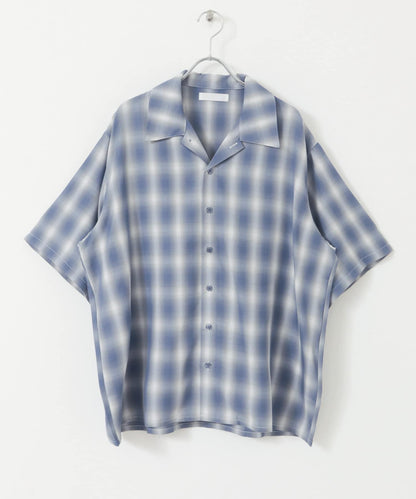 中性漸變格紋短袖襯衫