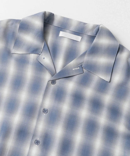 中性漸變格紋短袖襯衫