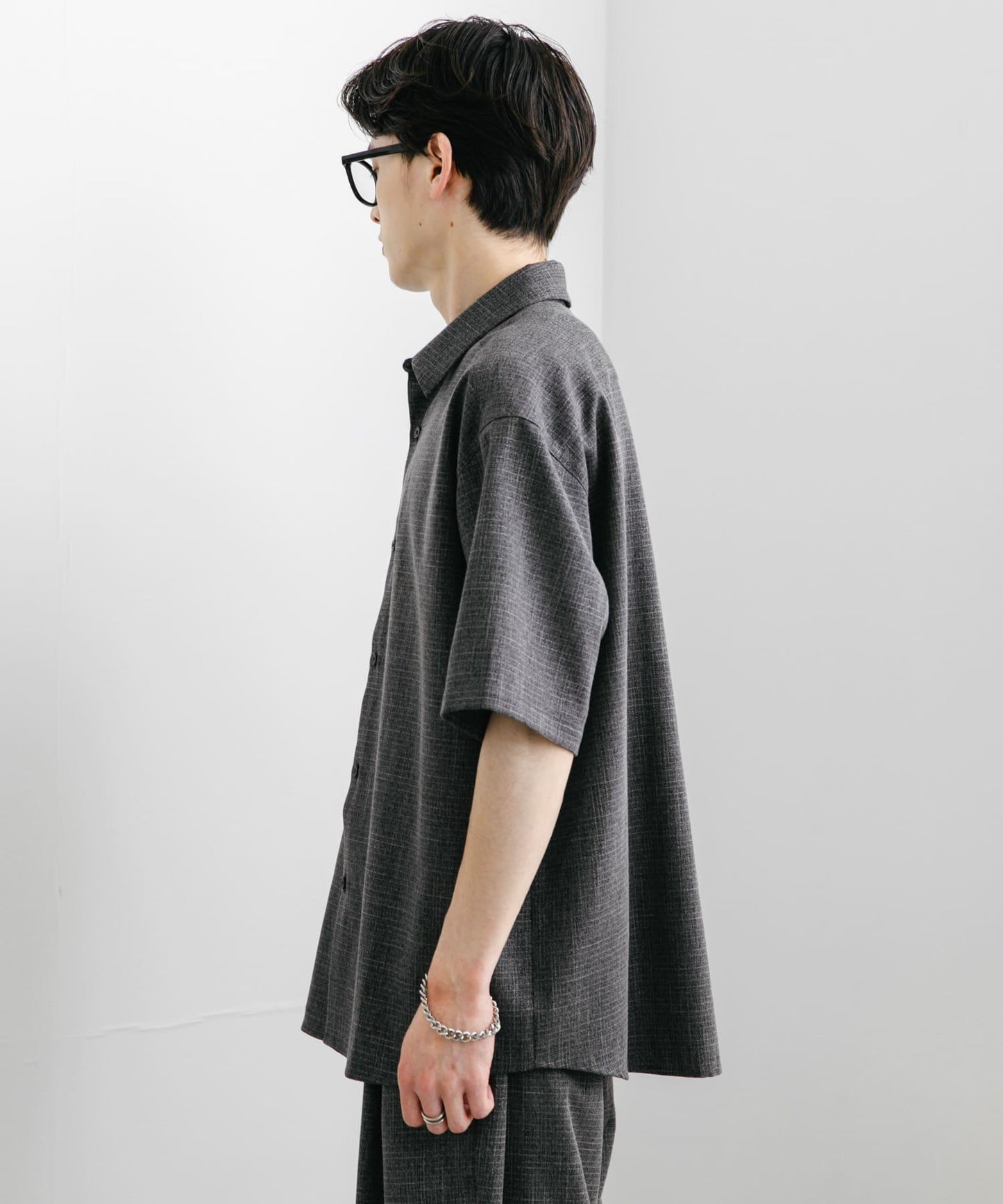 混色常規領短袖襯衫