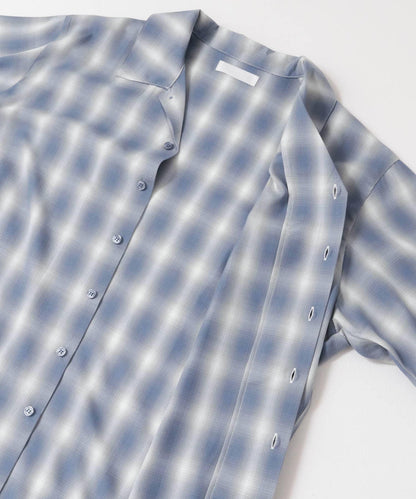 中性漸變格紋短袖襯衫